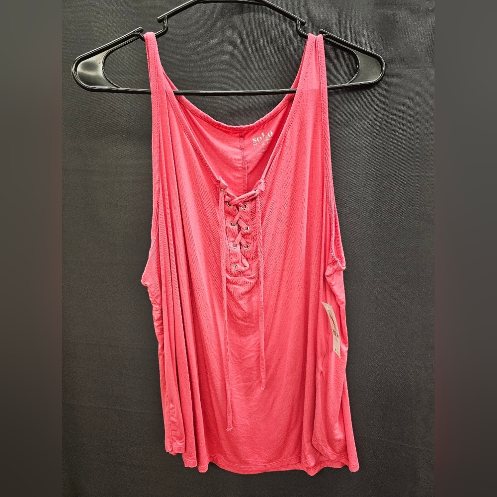 Soho Pink Lace-Up Tank Top